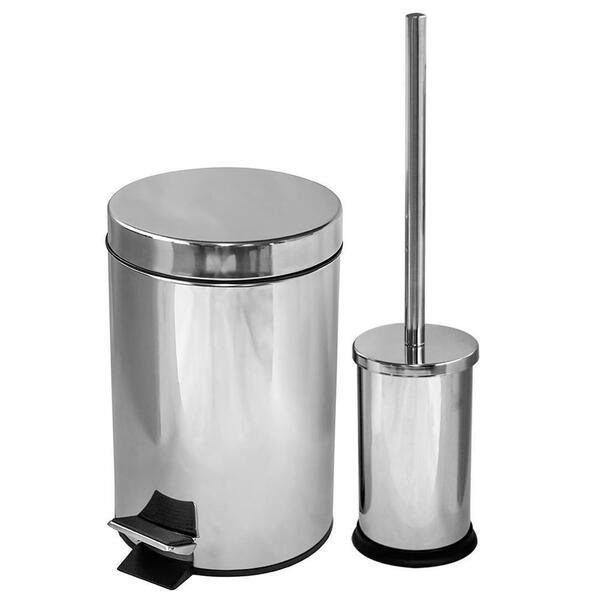 Kit Lixeira Com Pedal 3 Litros E Escova Sanitária Cromada | Leroy Merlin