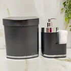 Kit Lixeira E Porta Detergente Preto Cromado 2pçs