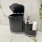 Kit Lixeira E Porta Detergente Preto Cromado 2pçs