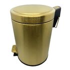 Kit Lixeira Fosca Dourada Com Pedal E Escova Sanitaria Easy F