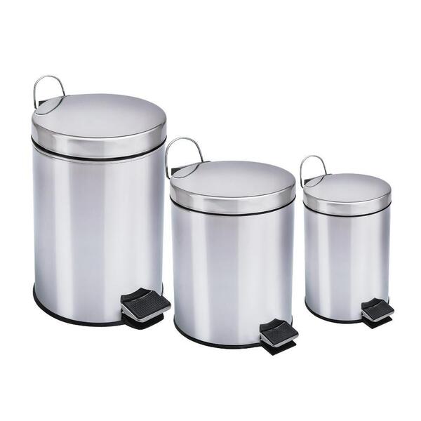 Kit Lixeiras Aço Inox 3l, 5l E 12 Litros Travel Max