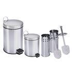 Kit Lixeiras Aço Inox De 5 Litros, 20 Litros E 2 Escovas Sani