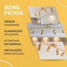 Kit Luminária Quatro Spot Led Teto Gold + 4x Lâmpadas Gu10 Lu