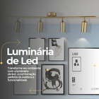 Kit Luminária Quatro Spot Led Teto Gold + 4x Lâmpadas Gu10 Lu
