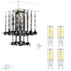 Kit Lustre Cristal Redondo Plafon Quadrado 20cm C/ Lâmpada G9