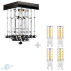 Kit Lustre Cristal Redondo Plafon Quadrado 20cm C/ Lâmpada G9