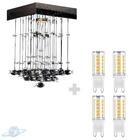 Kit Lustre Cristal Redondo Plafon Quadrado 20cm C/ Lâmpada G9