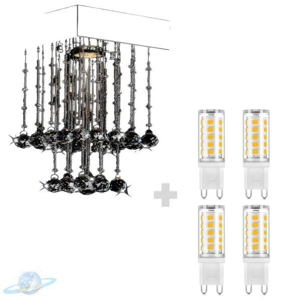 Kit Lustre Cristal Redondo Plafon Quadrado 20cm C/lâmpada 5w