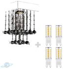 Kit Lustre Cristal Redondo Plafon Quadrado 20cm C/lâmpada 5w