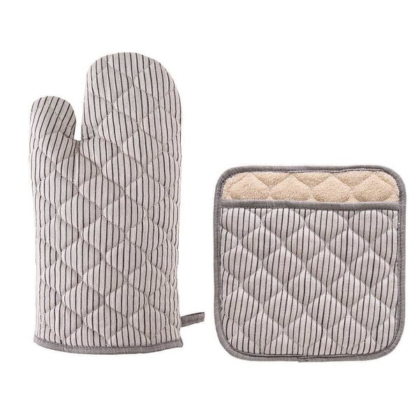 Kit Luva E Pega Panela Denver Listrado Grafite