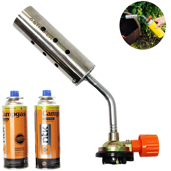 Kit Maçarico Manual Portátil Para Solda Starfer + 2 Refil Gás