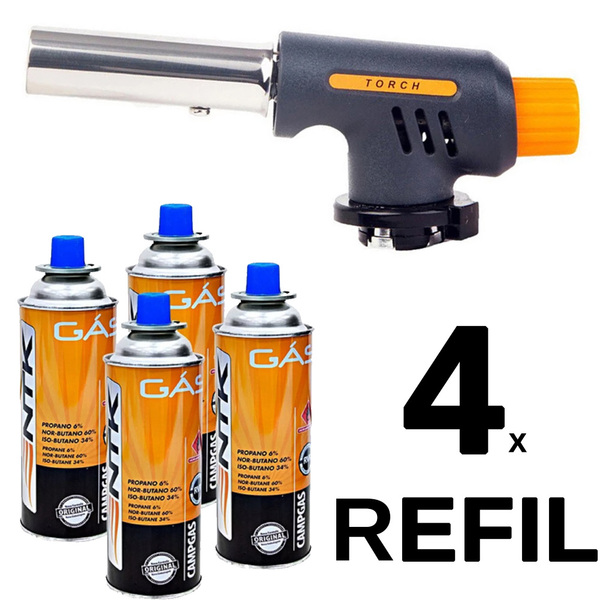 Kit Maçarico Regulável Portátil Com Controle De Chamas + 4 Re