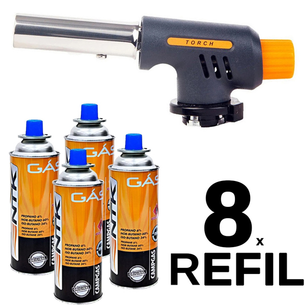 Kit Maçarico Regulável Portátil Com Controle De Chamas + 8 Re