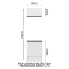 Kit Madesa Topazio 60cm 2 Portas com Armário Aéreo e Balcão