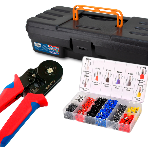 Kit Maleta Alicate Crimpar 1200 Terminais Ilhós 0,25 A 10mm