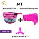 Kit Mangueira Trançada Neon 1/2' X 2,00mm + Suporte + Torneir