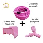 Kit Mangueira Trançada Neon 1/2' X 2,00mm + Suporte + Torneir