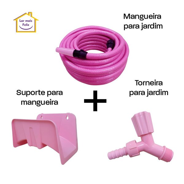 Kit Mangueira Trançada Neon 1/2' X 2,00mm + Suporte + Torneir