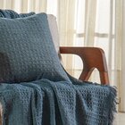 Kit Manta E 2 Almofada Decorativa Para Sofá Waffle 100% Algod