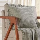 Kit Manta E 2 Capa De Almofada Decorativa Para Sofá Waffle 10