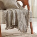 Kit Manta E Almofada Decorativa Para Sofá Waffle 100% Algodão