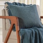 Kit Manta E Capa De Almofada Decorativa Para Sofá Waffle 100%