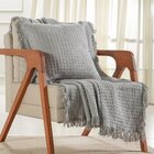 Kit Manta E Capa De Almofada Decorativa Para Sofá Waffle 100%