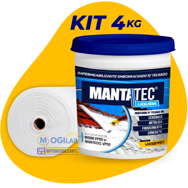 Kit Manta Líquida 4kg Emborrachada Mantatec + 5m² Tecido Bidi