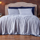 Kit Manta Plush Aveludado Marinho/azul King 03 Peças - Fleece