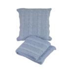 Kit Manta Trico 150x60cm +2capas Almofada 50x50cm Azul Bb