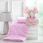 Kit Mantinha Soft De Bebê C/ Naninha Elefante Rosa 02 Peças