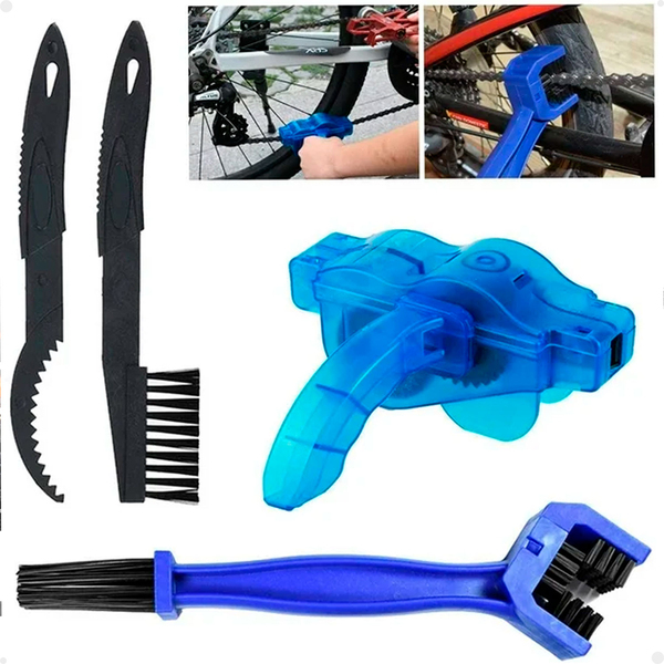 Kit Máquina E Escovas Para Limpeza Corrente Bicicleta Bike Lo