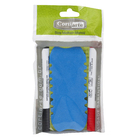 Kit Marcador Duas Cores Azul e Vermelho com Apagador de EVA