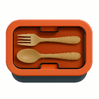 Kit Marmita Com Divisórias E Talheres Marrom Terracota