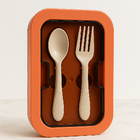 Kit Marmita Com Divisórias E Talheres Marrom Terracota