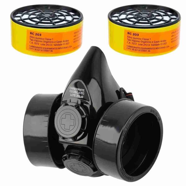Kit Máscara Respirador Semifacial Cg306 + 2 Filtros Quimico Rc 203 Para ...