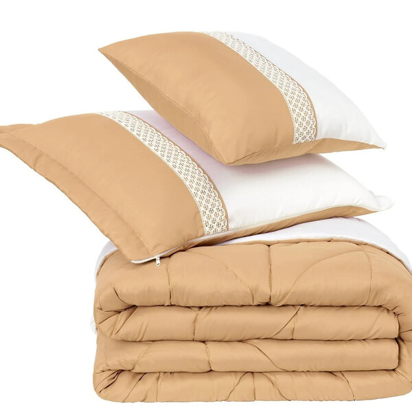 Kit Melinda Dupla Face 05 Pcs Queen  Caramelo/palha