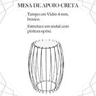 Kit Mesa Apoio Lateral 43 Cm Tampo Vidro Branco Base Metal Na