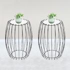 Kit Mesa Apoio Lateral 43 Cm Tampo Vidro Branco Base Metal Na