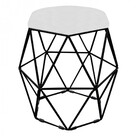 Kit Mesa Aramada E 2 Puffs Banqueta Hexágono Base Ferro Preto