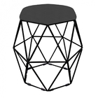 Kit Mesa Aramada E 4 Puffs Banqueta Hexágono Base Ferro Preto