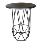 Kit Mesa Aramada E 4 Puffs Banqueta Hexágono Base Ferro Preto