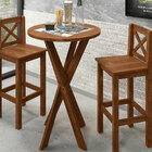 Kit Mesa Bistrô Redonda Com 2 Banquetas Madeira Maciça Cerâmi