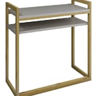 Kit Mesa Branca + Cadeira + Prateleira Para Salão De Beleza