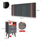 Kit Mesa Cabeceira Gavetas Organizadoras Retrô Cinza/cinamomo