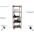 Kit Mesa Cavalete 135 Cm Com Estante 5 Prateleiras Estilo Ind