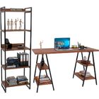 Kit Mesa Cavalete 135 Cm Com Estante 5 Prateleiras Estilo Ind