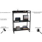 Kit Mesa Cavalete 150 Cm Com Estante 3 Prateleiras Estilo Ind