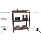 Kit Mesa Cavalete 150 Cm Com Estante 3 Prateleiras Estilo Ind