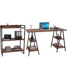 Kit Mesa Cavalete 150 Cm Com Estante 3 Prateleiras Estilo Ind